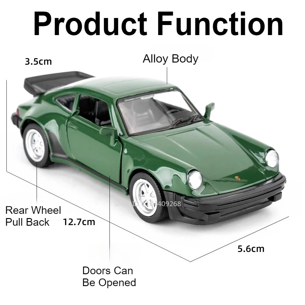 1:36 Porsche 911 Turbo 1987 Audi 1980 Classic Car Model Diecast Retro