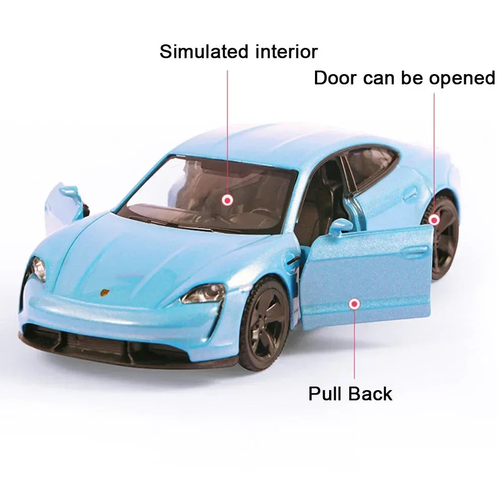 1:36 Alloy Diecast Porsche Taycan Sport Car Model